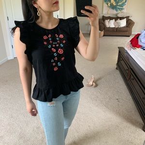 Black embroidered shirt